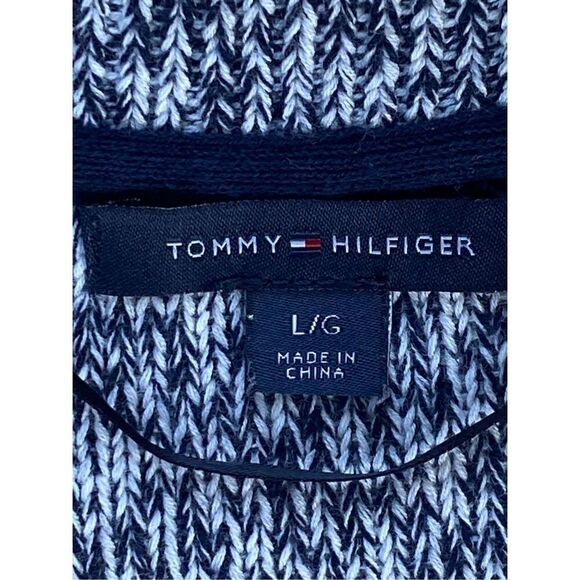 Tommy Hilfiger SZ L Woman’s Navy Blue 2 Toned Color Cardigan Sweater - Picture 3 of 13